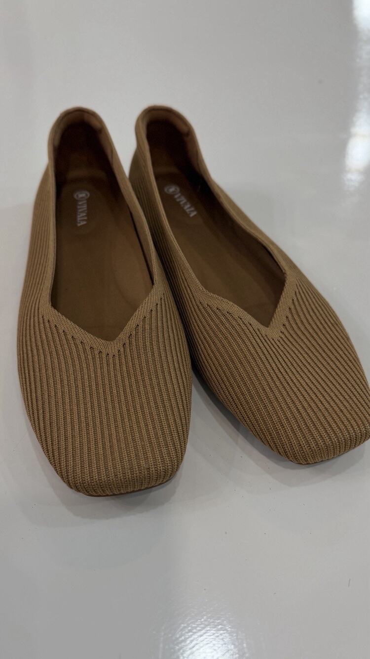 VIVAIA Margot Beige Knit Flats Slip on Washable Ballet Shoes Size EU 42